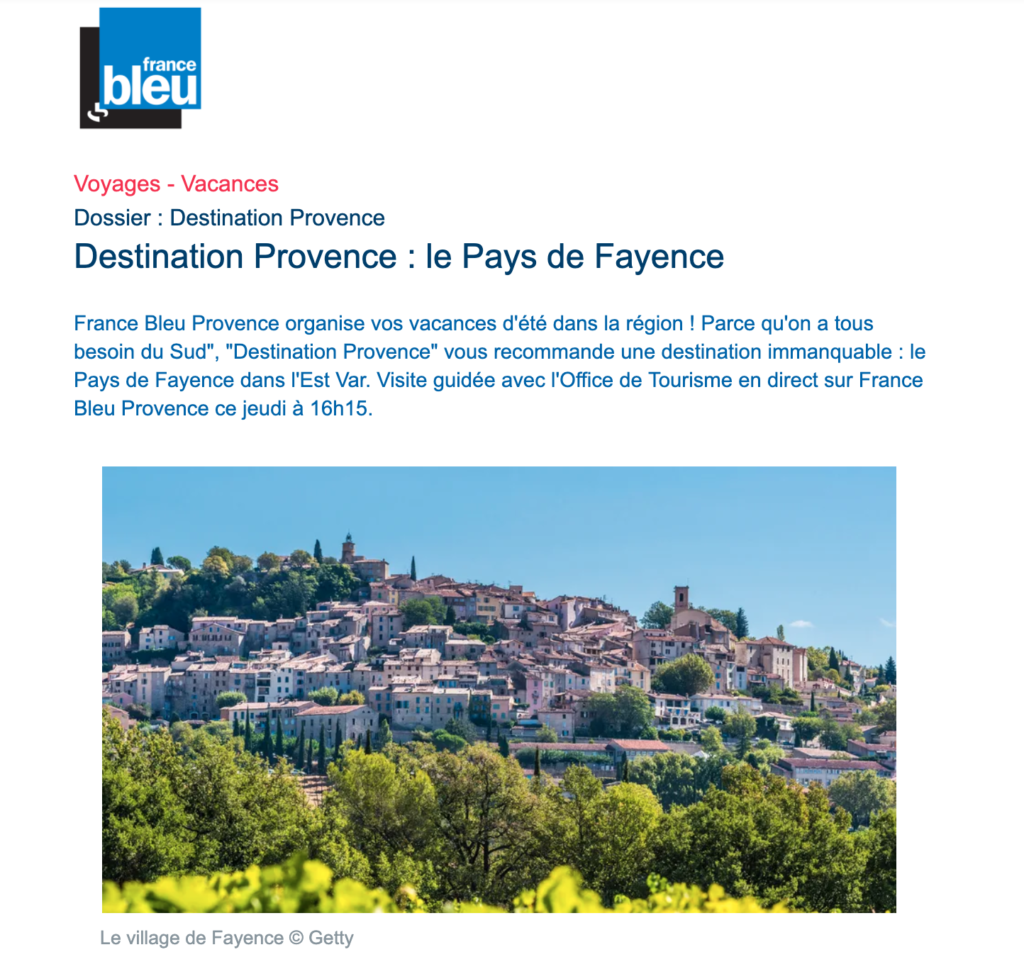 Francebleu-destinationprovence-paysdefayence