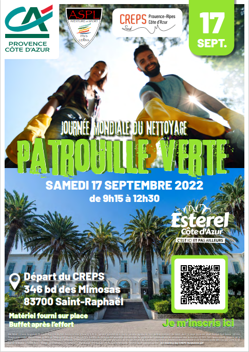 Affiche CREPS Patrouille verte World Clean Up Day 