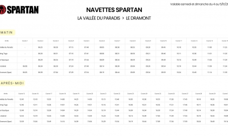 Horaires navettes spartan