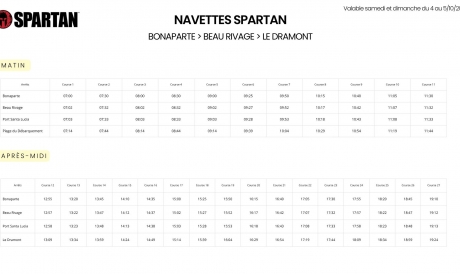 Horaires navettes spartan