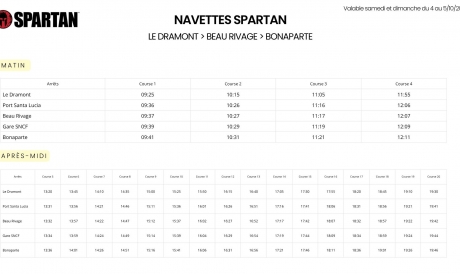 Horaires navettes spartan